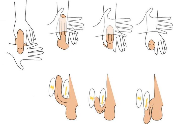Bending the penis to enlarge it